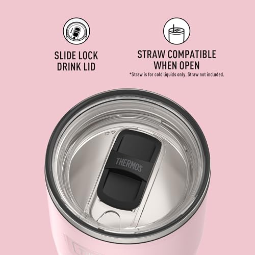 THERMOS ICON SERIES, Stainless Steel Cold Tumbler with Slide Lock, 24 Ounce, Sandstone