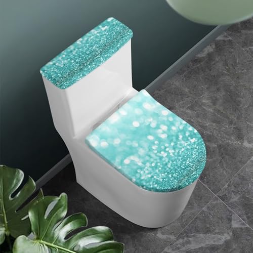 Christmas Bow Bell Toilet Tank Lid Cover and Toilet Seat Lid Cover 2 Pcs Set Toilets Covers with Elastic Cloth Fits Most Toilets Tanks & Lids