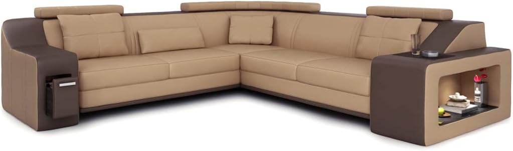 Modern Corner Leather Sofa Sectional Couch Furniture Brown Leather Sofa - BULLHOFF by Giovanni Capellini
