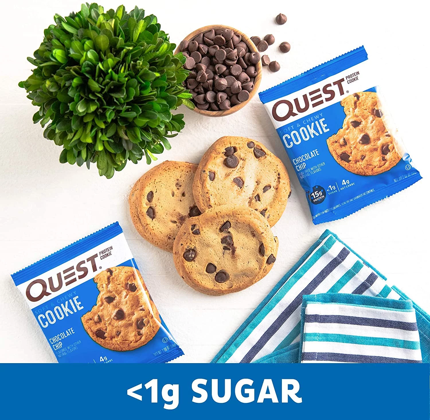 Quest Nutrition Chocolate Chip Protein Cookie, Keto Friendly, High Protein, Low Carb, Soy Free, 12 Count 