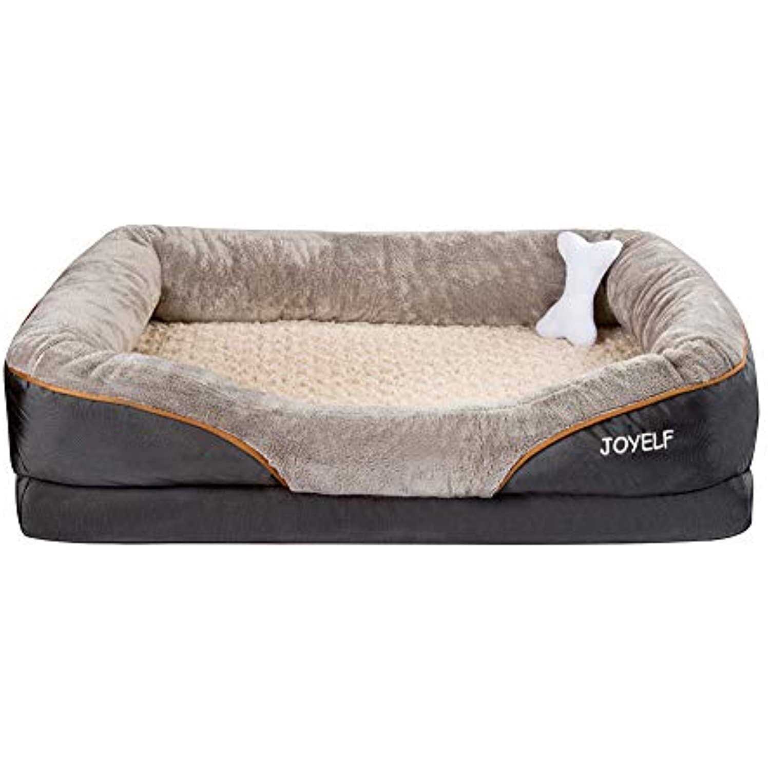 Joyelf Large Memory Foam Dog Bed, Orthopedic Dog Bed & Sofa with Removable Washable Cover and Squeaker Toy as Gift - Pet Supplies online store