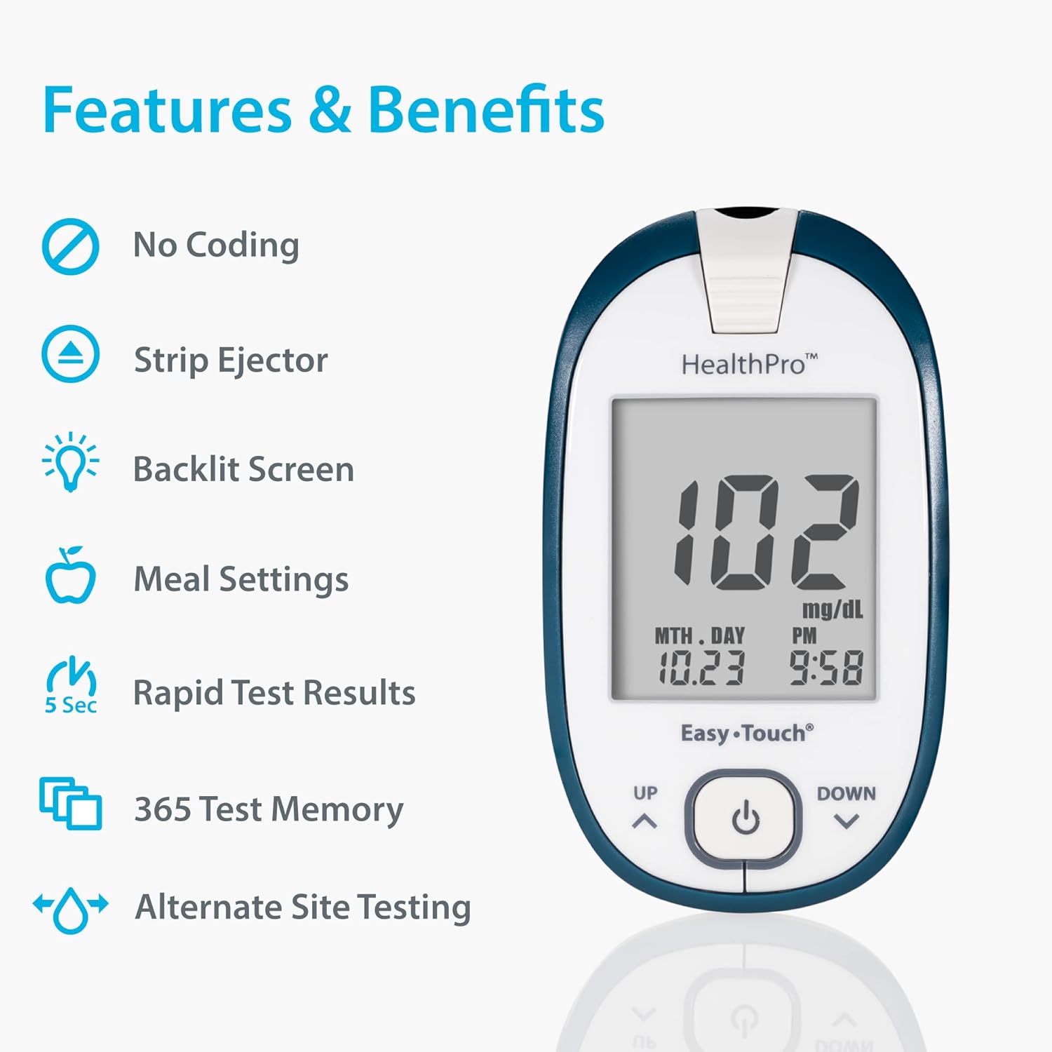 HealthPro Glucose Monitoring Meter with Lancing Device & 10 Lancets