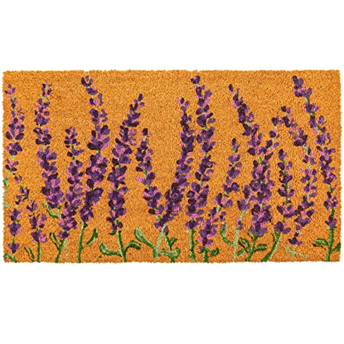 Juvale Lavender Door Mat – Welcome Mat for Front Door, Indoor, Outdoor, Entryway Welcome Rug for Patio, Porch – Coco Coir Doormat (17x30 inches)