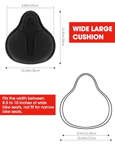 Bike Seat Cover for Men & Women Comfort, Large Bike Seat Cushion Cover, Padded Seat Cover for Bike, Soft Bicycle Seat Covers for MTB, Exercise Bikes, Indoor and Outdoor Cycling Seat Cover