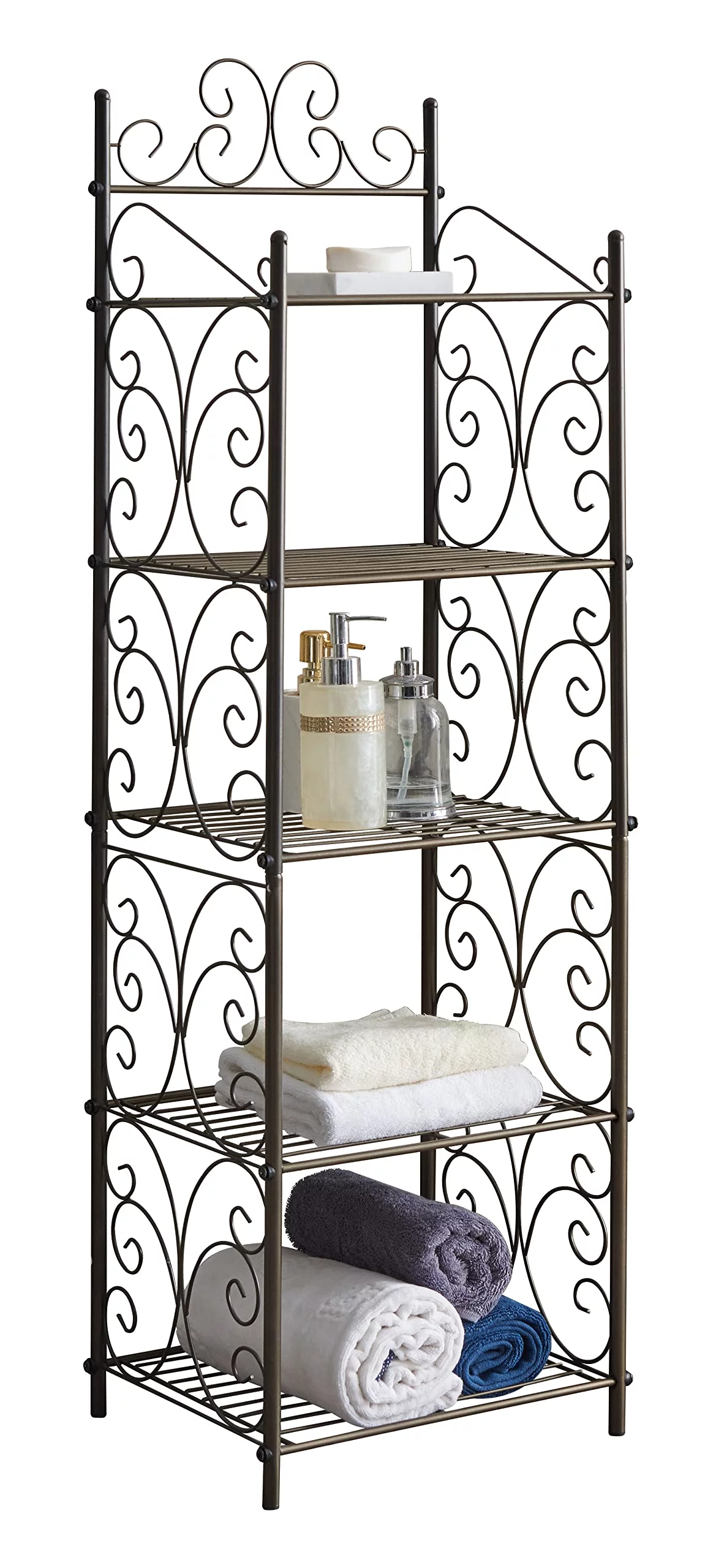 Kings Brand Furniture 5 Tier Metal Kitchen Bathroom Storage Shelving Unit, Pewter