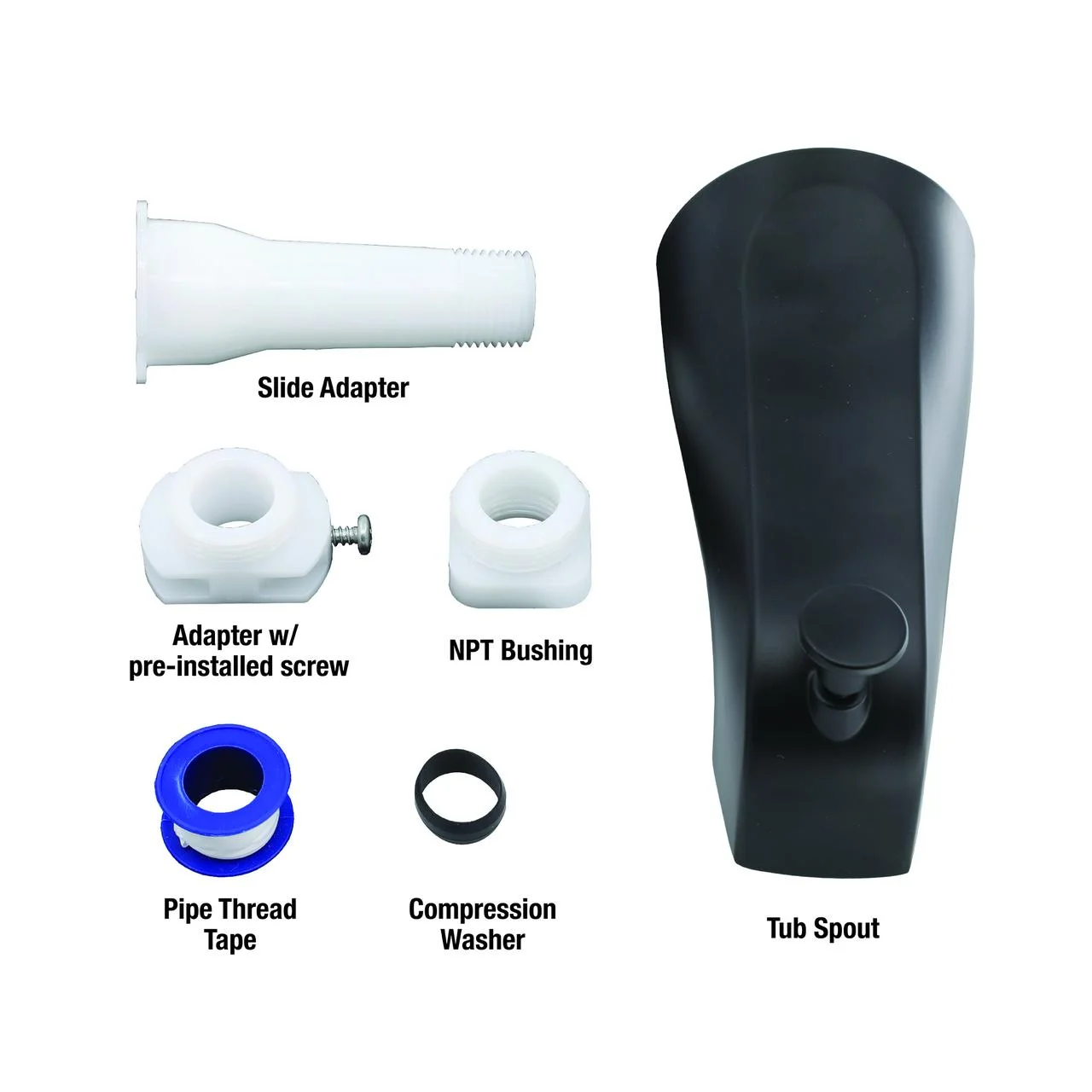 Danco Universal Bathroom Tub Spout with Diverter in Matte Black, 0.7 lbs. Weight (11079)