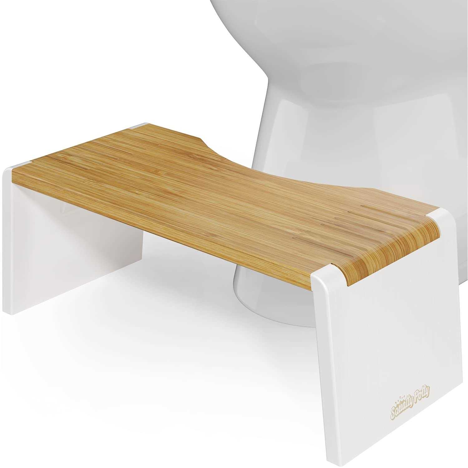 Squatty Potty Stockholm Folding Bamboo Toilet Stool 7 Collapsible, Brown and