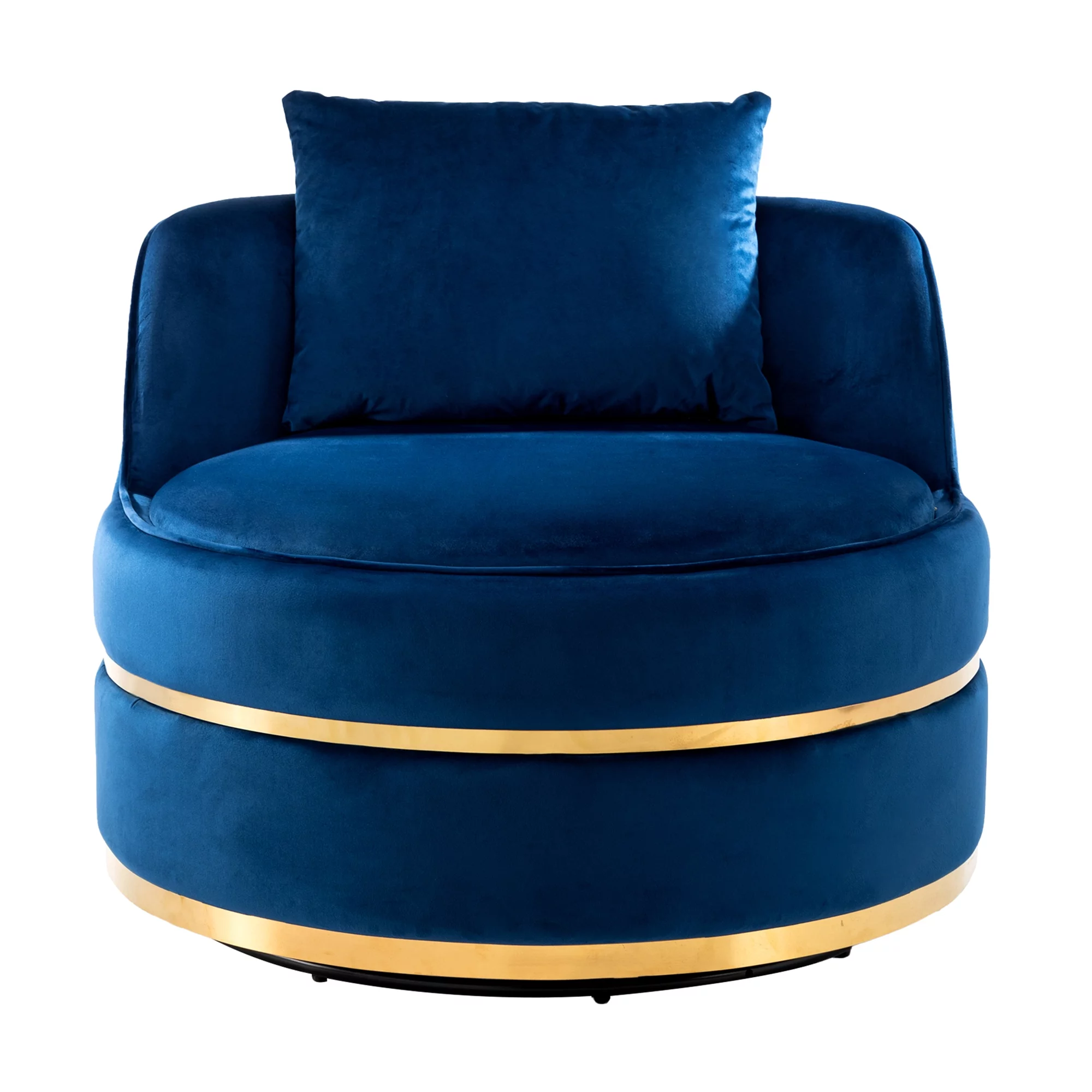 CoSoTower 360 Degree Swivel Accent Chair Velvet Modern Upholstered Barrel Chair Over-Sized Soft Chair with Seat Cushion for Living Room, Bedroom, Office, Apartment, Blue