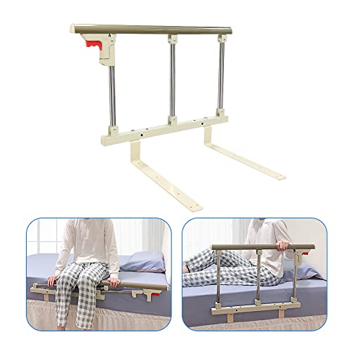 Bed Rails for Elderly Adults Safety Side Guard Rail Bed Assist Railing Bedside Handle Medical Bed Cane for Seniors Collapsible Hospital Half Bedrails Slides Under Mattress Bed Fall Protector Bar