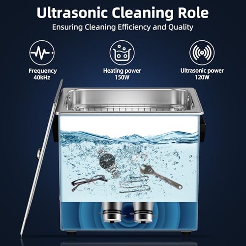 Ultrasonic Cleaner 2L, Digital Ultra Sonic Parts Cleaner with Heater & Timer 40kHz SUS 304 Stainless Steel Lab Sonic Cleaner 110V for Professional Tools,Metal Parts,Jewelry,Eyeglasses