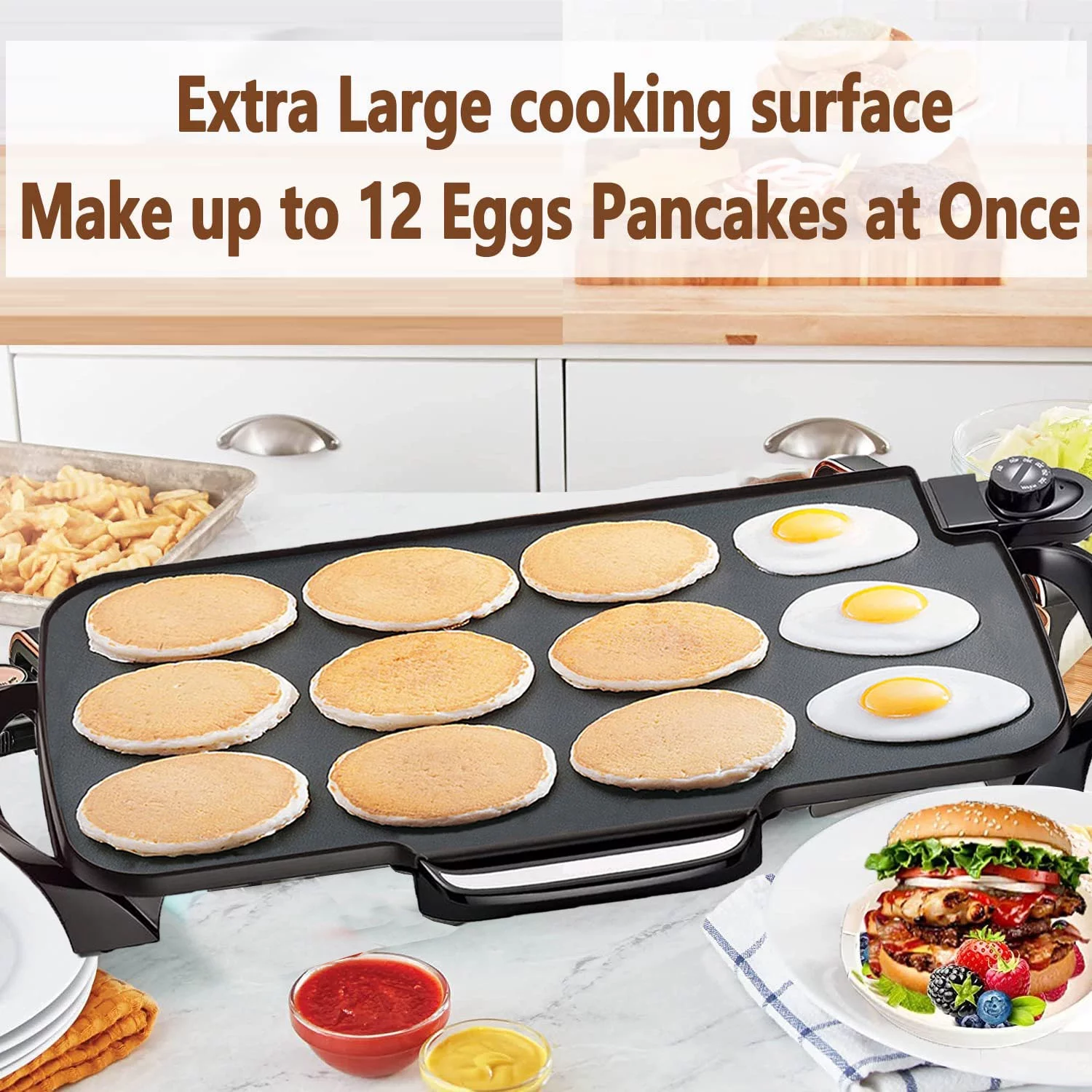 Extra-Large Nonstick Electric Griddle 22-Inch, with Removable Handles