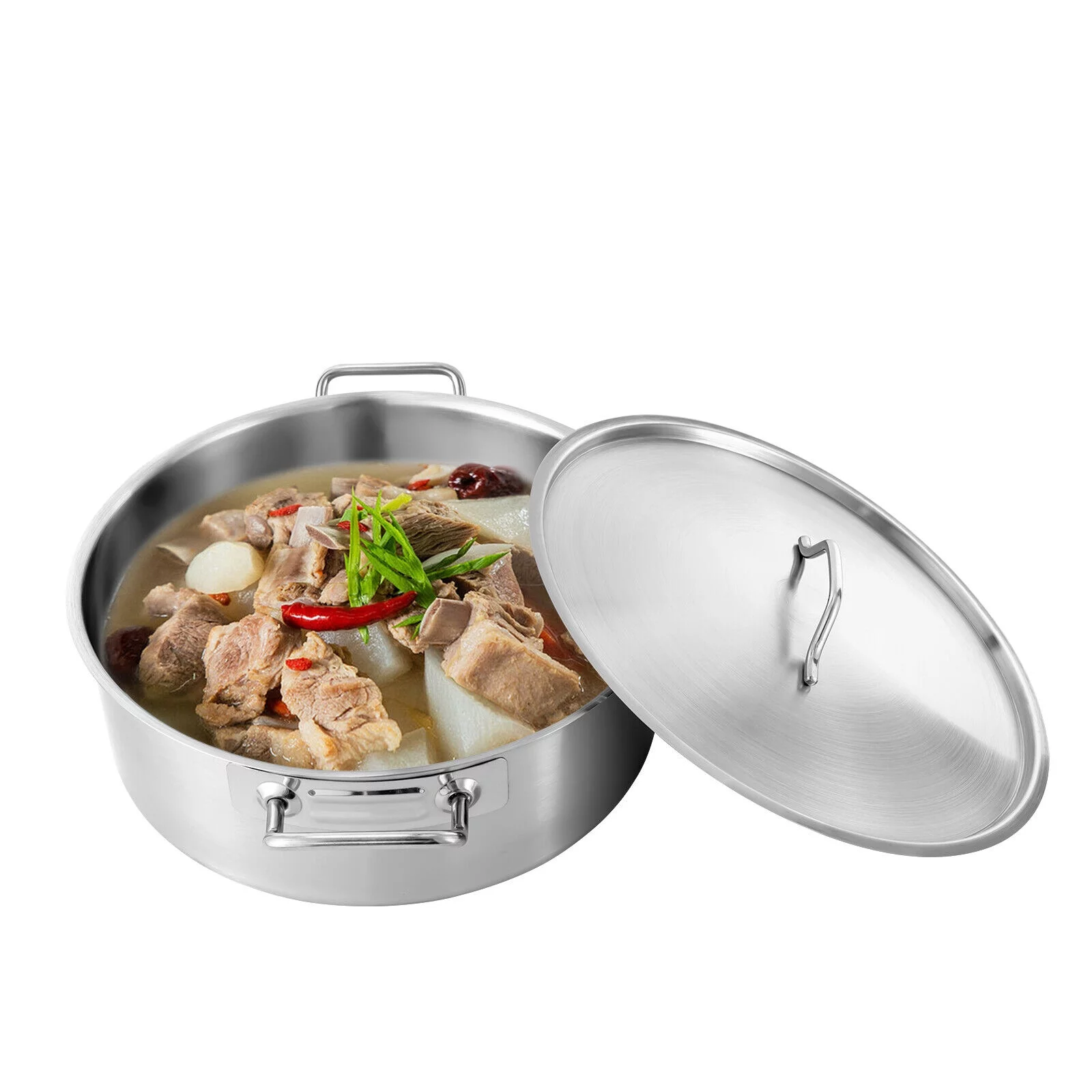 11 Quart Kitchen Stainless Steel Stockpot Widened and Deepened Pot Large Soup Cookware with Lid
