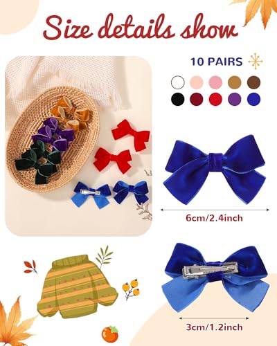 jollybows 20pcs 2inch Velvet Baby Hair Clips Handmade Christmas Hair Bows for Girls Alligator Clips Hair Accessories for Infants Toddlers Kids Teens