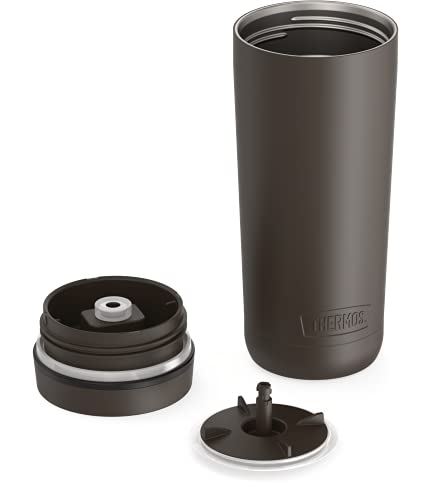THERMOS ALTA SERIES Stainless Steel Tumbler 18 Ounce, Matte Steel/Espresso Black