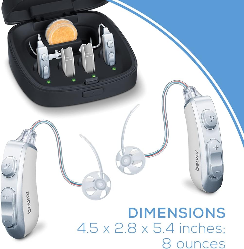 Beurer HA85 Pair Digital Discrete Hearing Amplifier for Seniors & Adults, Adjustable Sound Amplifier, Indoor & Outdoor, Ideal for Restricted Hearing Ability, 8 Attachments, Grey