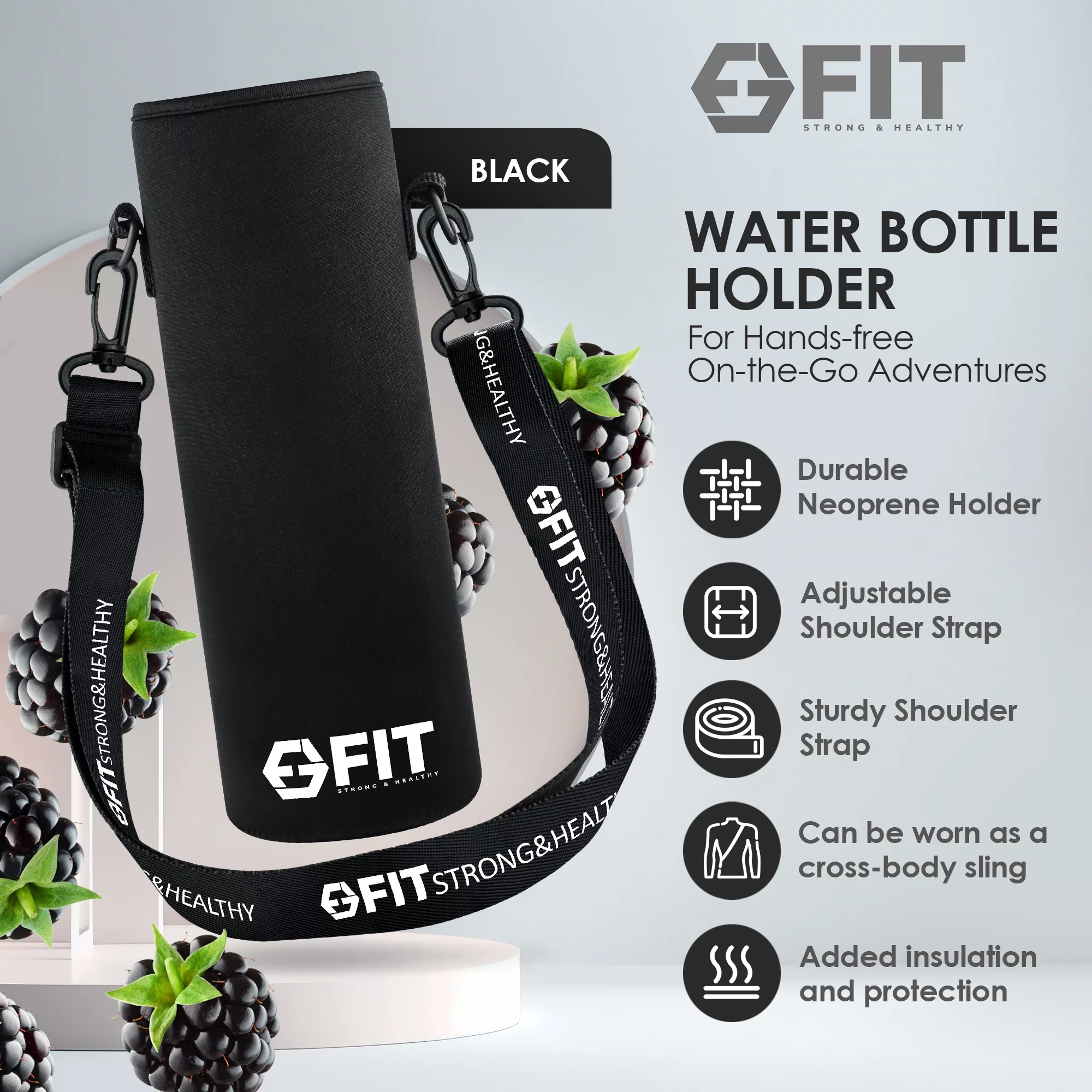 32 oz Glass Water Bottle with Time Marker Reminder + Carrier - Reusable, Wide Mouth, Leakproof, Glass Drinking Bottle, BPA Free, Motivational Water Bottles for Hydration (Black Sleeve + Carrier)