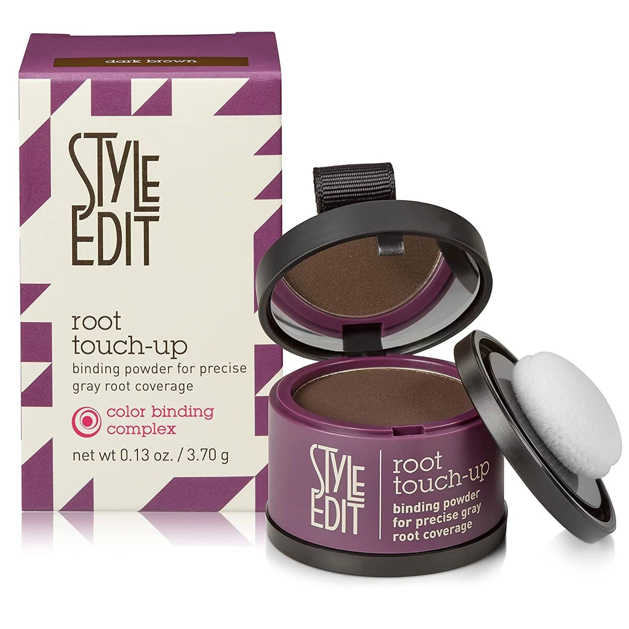 Style Edit Hair Root Touch Up Powder Cover Up Concealer Dark Brown 0.13 oz