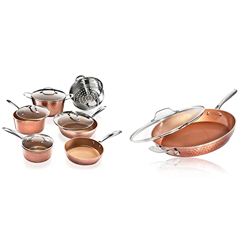 Gotham Steel Hammered Collection Pots, Pans and Frying Pan Set