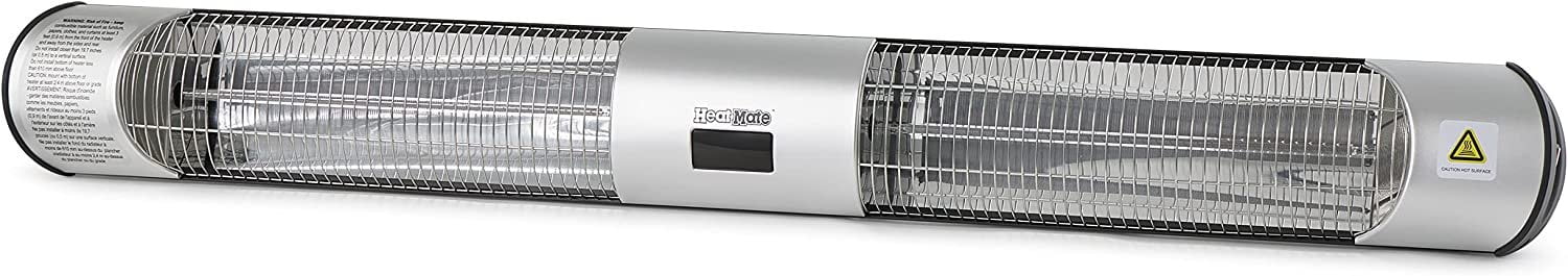 HeatMate HME-GD15 Electric Graphite Outdoor Deck Patio Tripod or Wall Mount Heater with Remote Control and Thermostat, Silver, 45 x 5 x 3