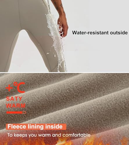 Willit Men's Fleece Running Leggings Cold Weather Gear Winter Cycling Tights Pants Water Resistant Zipper Pockets