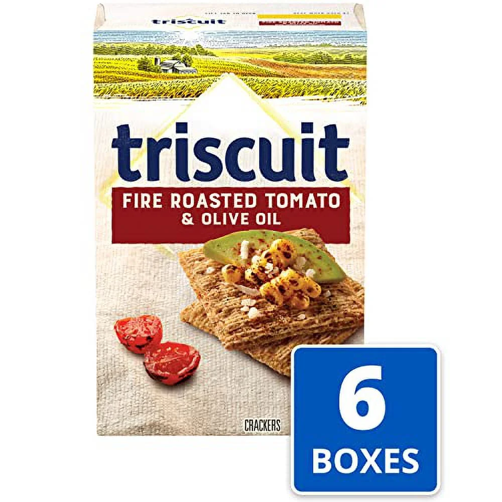 Triscuit Fire Roasted Tomato & Olive Oil Whole Grain Wheat Crackers, 6 - 8.5 Oz Boxes