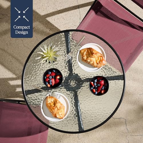 Best Choice Products 3-Piece Patio Bistro Dining Furniture Set w/Glass Tabletop, 2 Folding Chairs, Steel Frame, Polyester Fabric - Gray