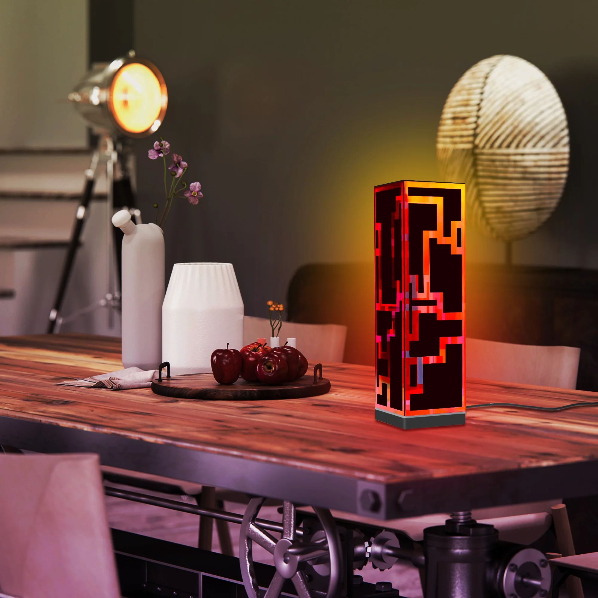RGB Cube Standing Desk Lamp Table Lamp Cyberpunk Night Lamp Sci-Fi LED Futuristic Lamp Remote & APP Control