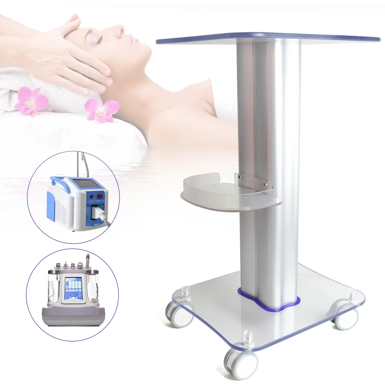 TOOL1SHOoo Beauty Salon Rolling Acrylic Cart Load 45Kg, Silent Beauty Instrument Special Cart