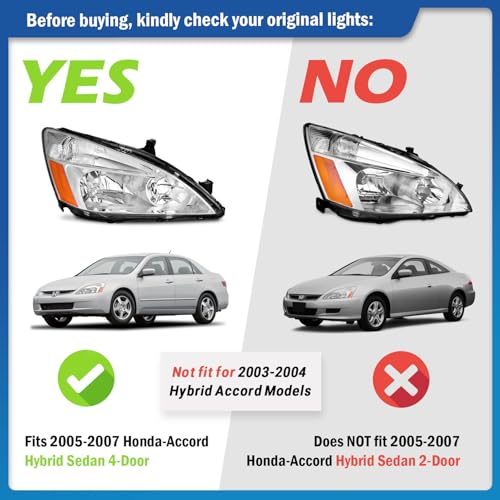 LED Headlight Assembly for 03 04 05 06 07 Honda Accord, for 2003-2007 Accord OE Headlamp with Sequential Turn Signal, Black Housing Clear ReflectorLeft+Right