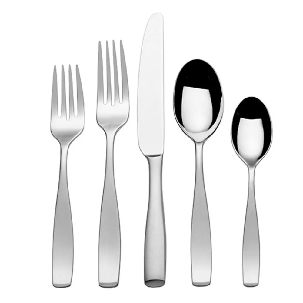Mikasa 5081298 Satin Loft 65-Piece 18/10 Stainless Steel Flatware Set with Serving Utensil Set, Service for 12