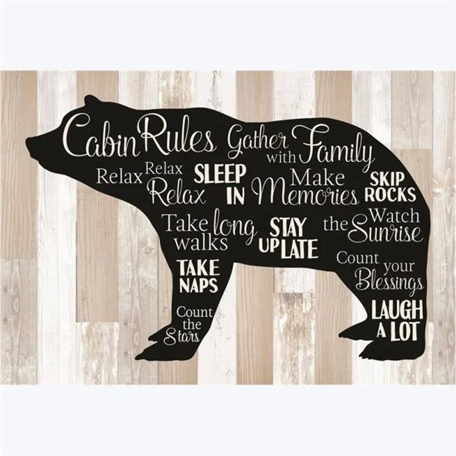 Youngs 30243 Cabin Rules Wood Wall Plaque