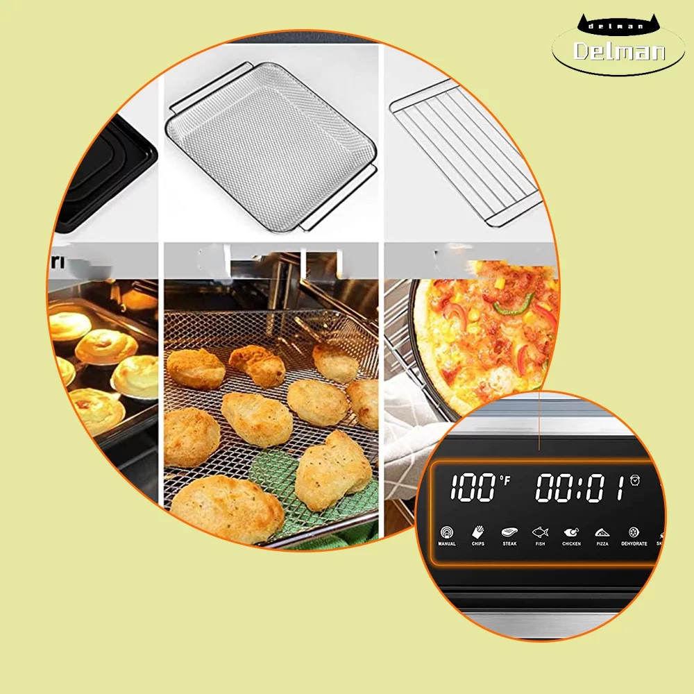 Compact Air Fryer Oven, 7-in-1 Toaster Oven Air Fryer Combo