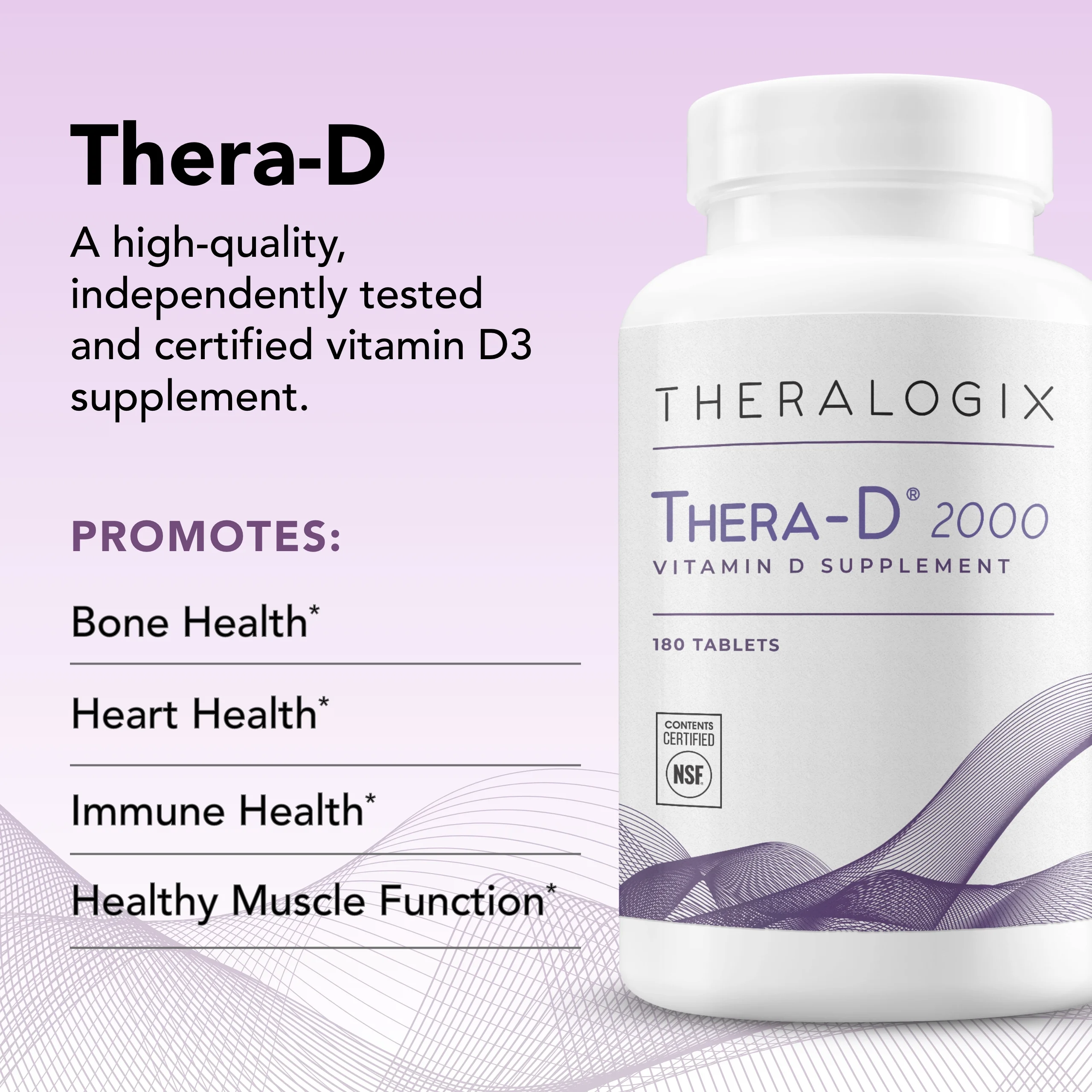 Thera-D 2000 Vitamin D Supplement | 2,000 IU Vitamin D3 Tablets - 180 Day Supply