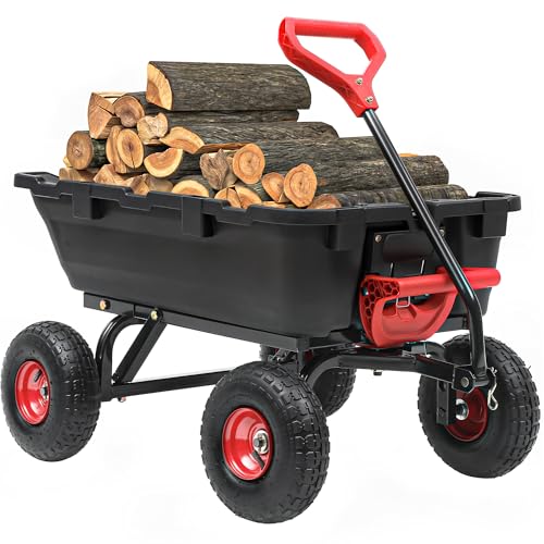 800lbs Garden Dump Cart, Heavy Duty Yard Dump Wagon with 10