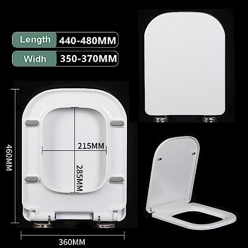Soft Close Toilet Seat, Toilet seat, Square Toilet Seat, Mute Toilet Seat Cover & Quick-Release Easy Top Fix Rectangular Shape Toilet Lid with Adjustable Hinges