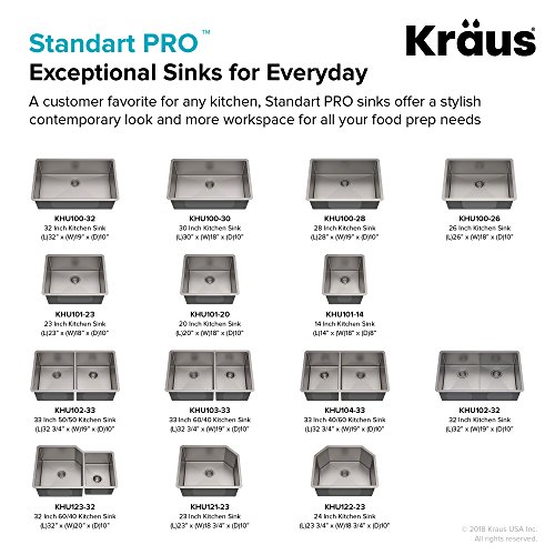 KRAUS Standart Pro 32 Inch 18-Gauge Stainless Steel Scullery Sink, 24 Gallon Freestanding Commercial Style Single Bowl Laundry & Utility Sink, KHS230-32