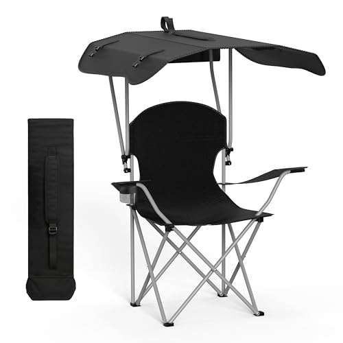 YSSOA Removable Footrest Reclining Camping Chair, 1-Pack, Black