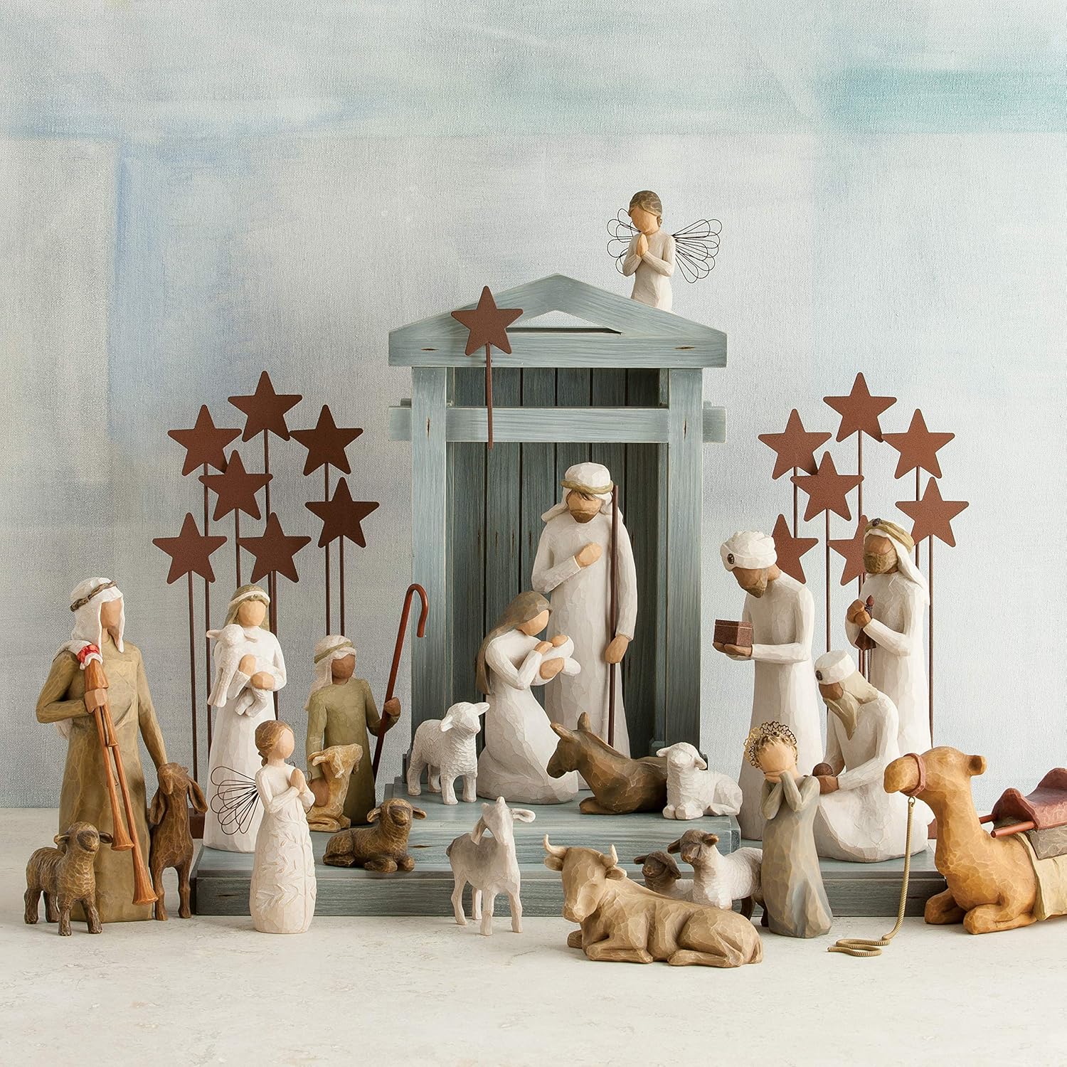 Willow Tree Crèche, hand-painted nativity backdrop