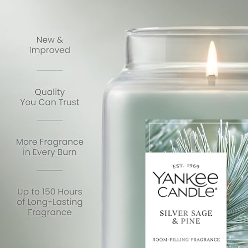 Yankee Candle Balsam & Cedar, Holiday Scented Candle, 22oz Large Jar with up to 150 Hour Burn Time, Giftable