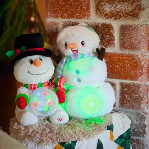 Cuddle Barn - Snowfrost The Snowman | Animated Dancing Light-up Christmas Snowman Plush Toy Activated by Carrot Nose Sings Winter Wonderland, 12 inches