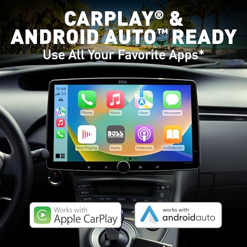 BOSS Audio Systems BVCP9700A-FL Single DIN Car Stereo Wireless Apple CarPlay, Android Auto, 7 Inch Touchscreen, Bluetooth, AM/FM Radio Receiver