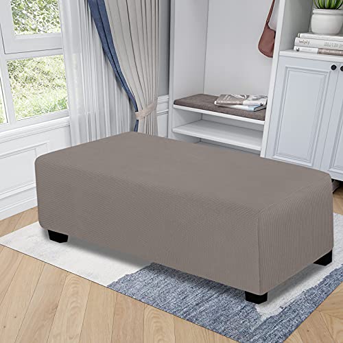 Easy-Going Stretch Square Ottoman Cover Folding Storage Stool Furniture Protector Soft Rectangle Slipcover with Elastic Bottom (30x30x15inch, Deep Teal)