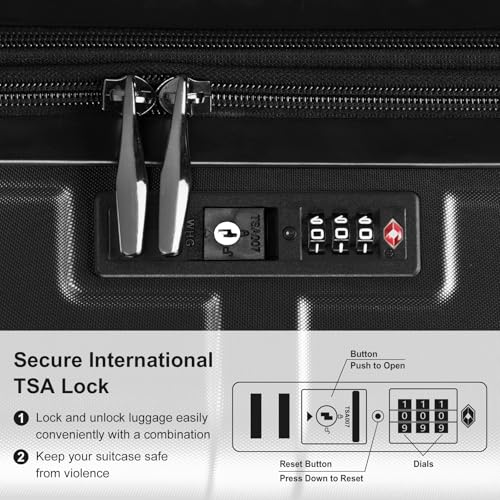 Karl home Luggage Expandable 3 Piece Set Suitcase PC+ABS Hard-Sell with TSA Lock Spinner Wheels 20in 24in 28in Travel Rolling Carry on Woman/Men Rose Gold