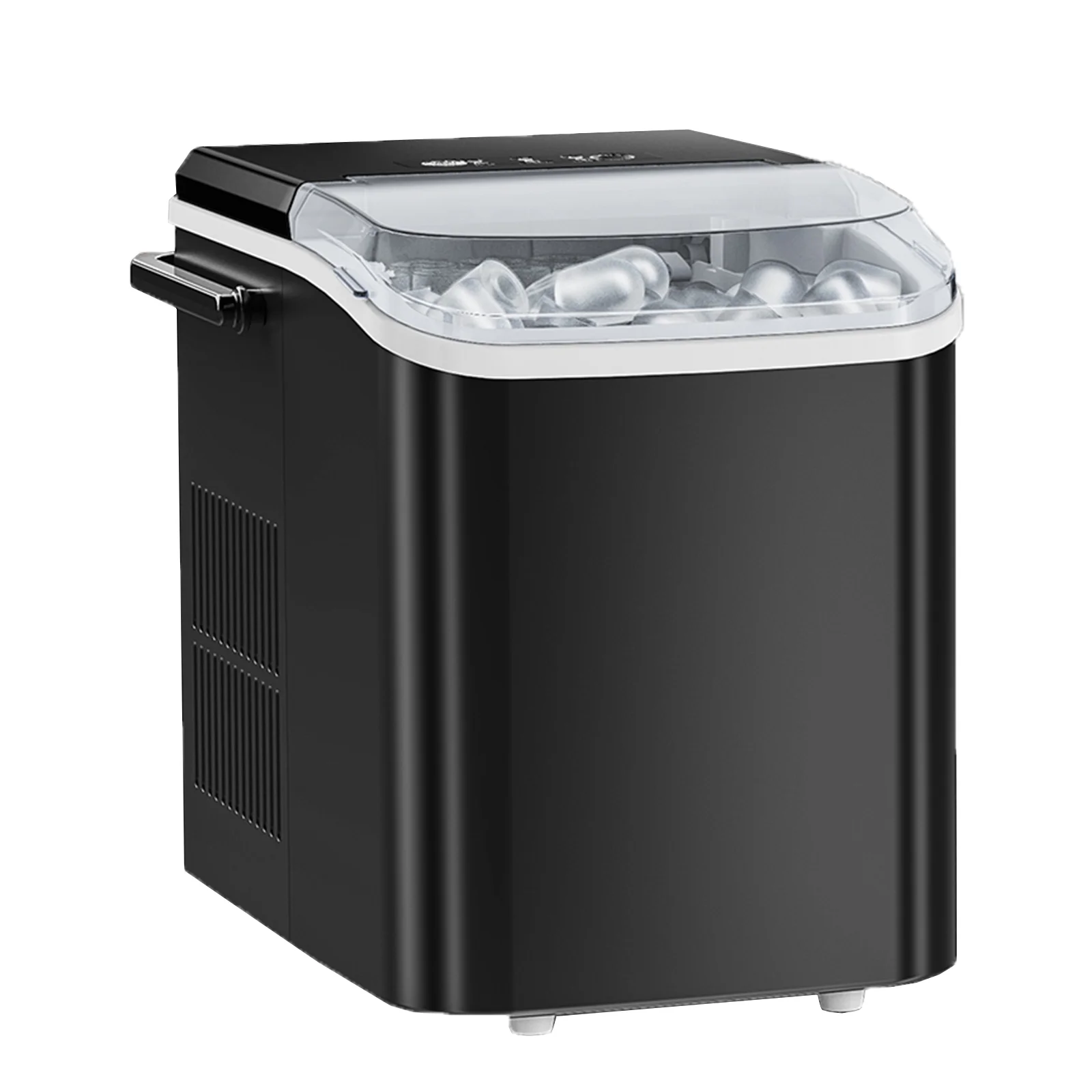 KPUY Portable 1.5L Electric Ice Maker 26.5lbs/24H Ice Cube Producer Touch Control With Self-Cleaning Function Add Water & Ice Full Indicator Low Noise Black