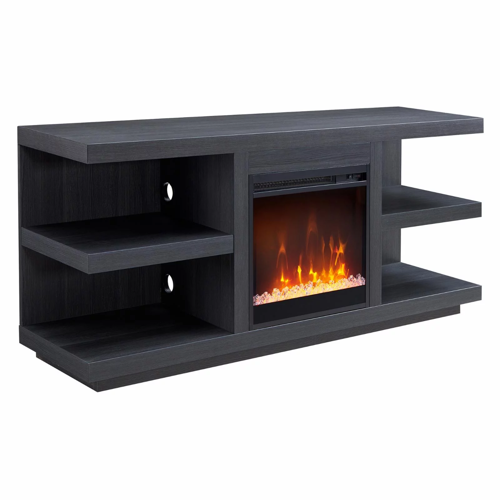 Evelyn&Zoe Maya Rectangular TV Stand with Crystal Fireplace for TV's up to 65