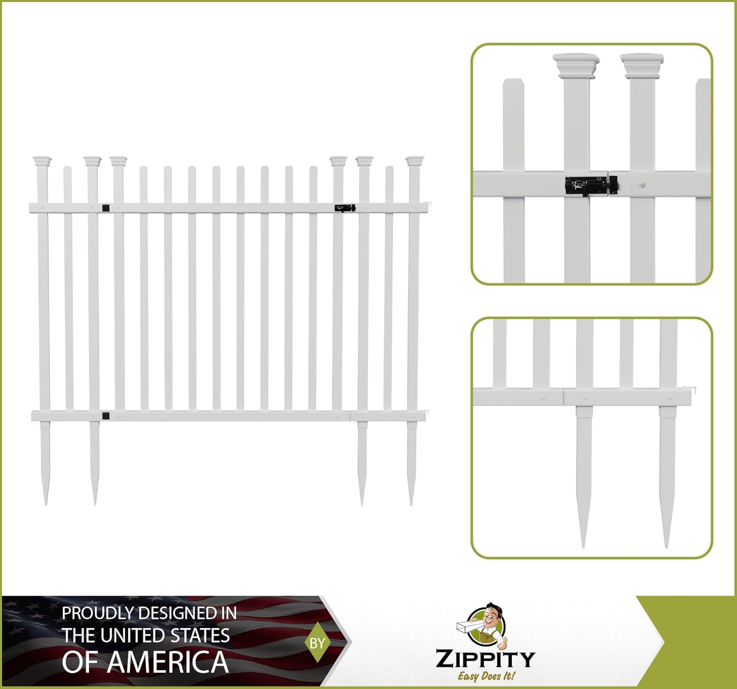 Zippity Burbank Vinyl Picket Fence 44
