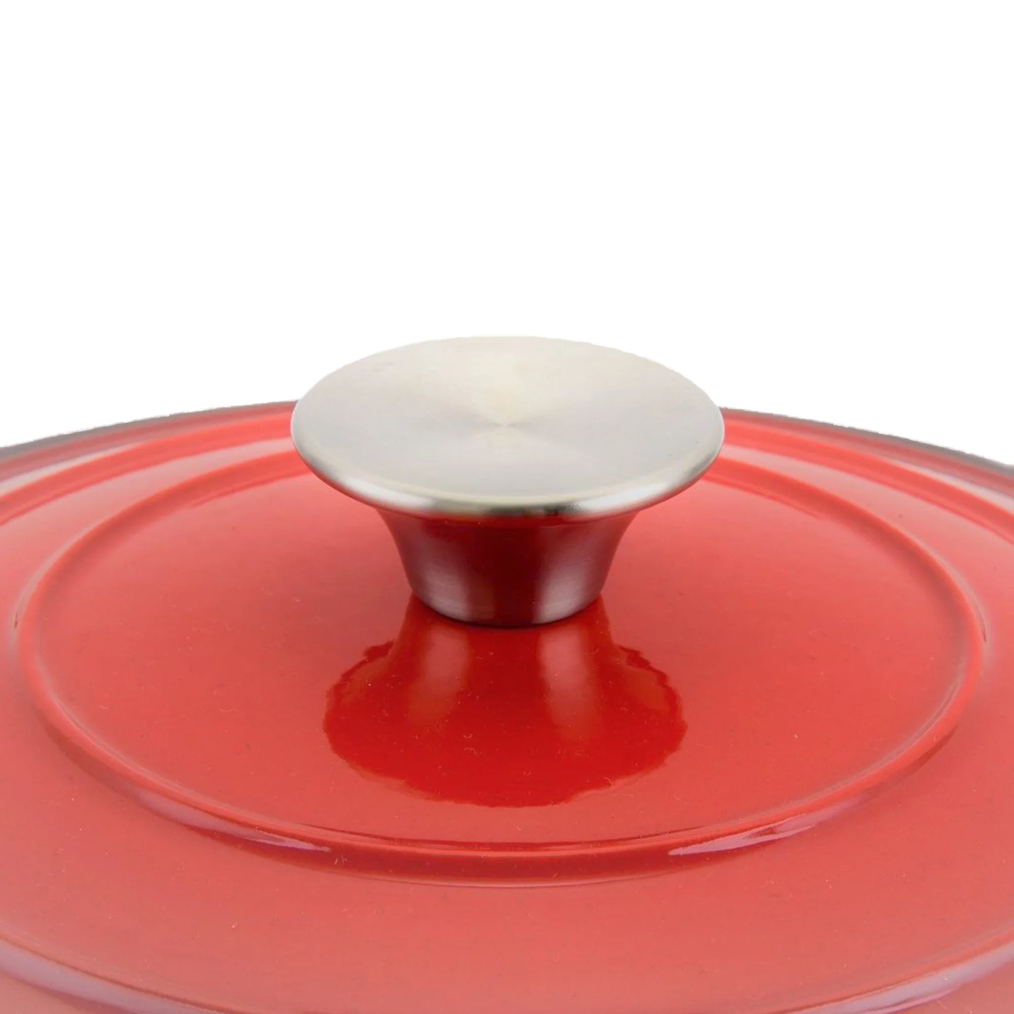 Hamilton Beach 5.5 Quart Enameled Cast Iron Covered Dutch Oven Pot, Red