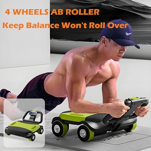 IRISFLY New 4-Wheel Abdominal Roller,Upgraded High-Performance Ab Roller Wheel,Automatic Rebound Ab Roller Board, Strengthen Core & Abs, Ab Machine Perfect for Home Workout