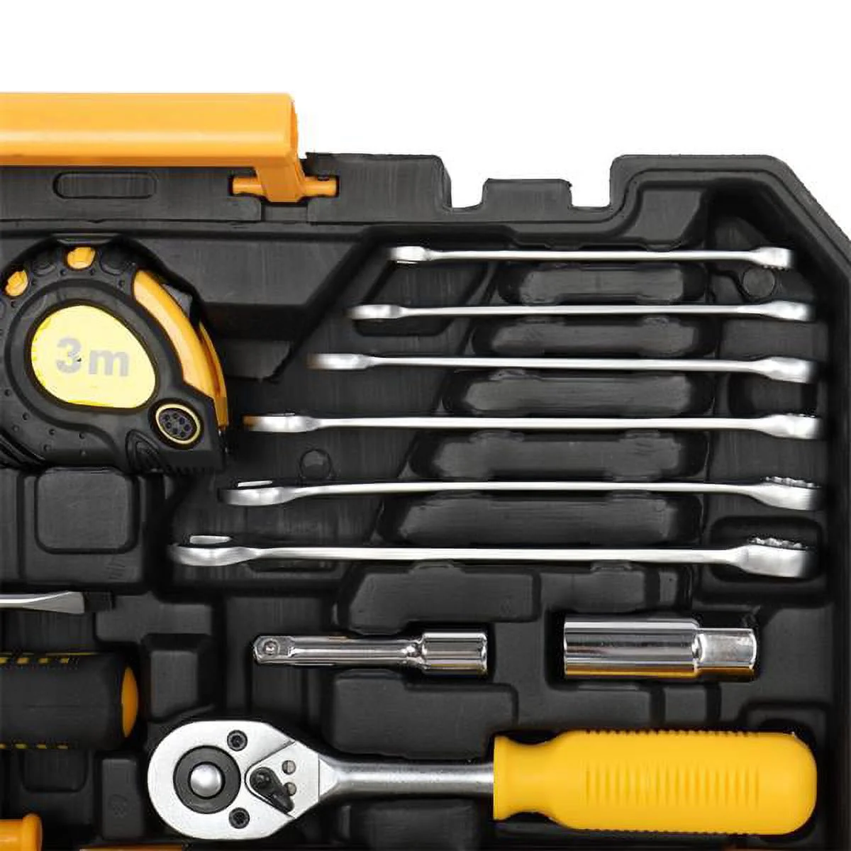 198Pcs Hand Tool Set Mechanics Kit Wrench Household Repair with Case Black & Yellow