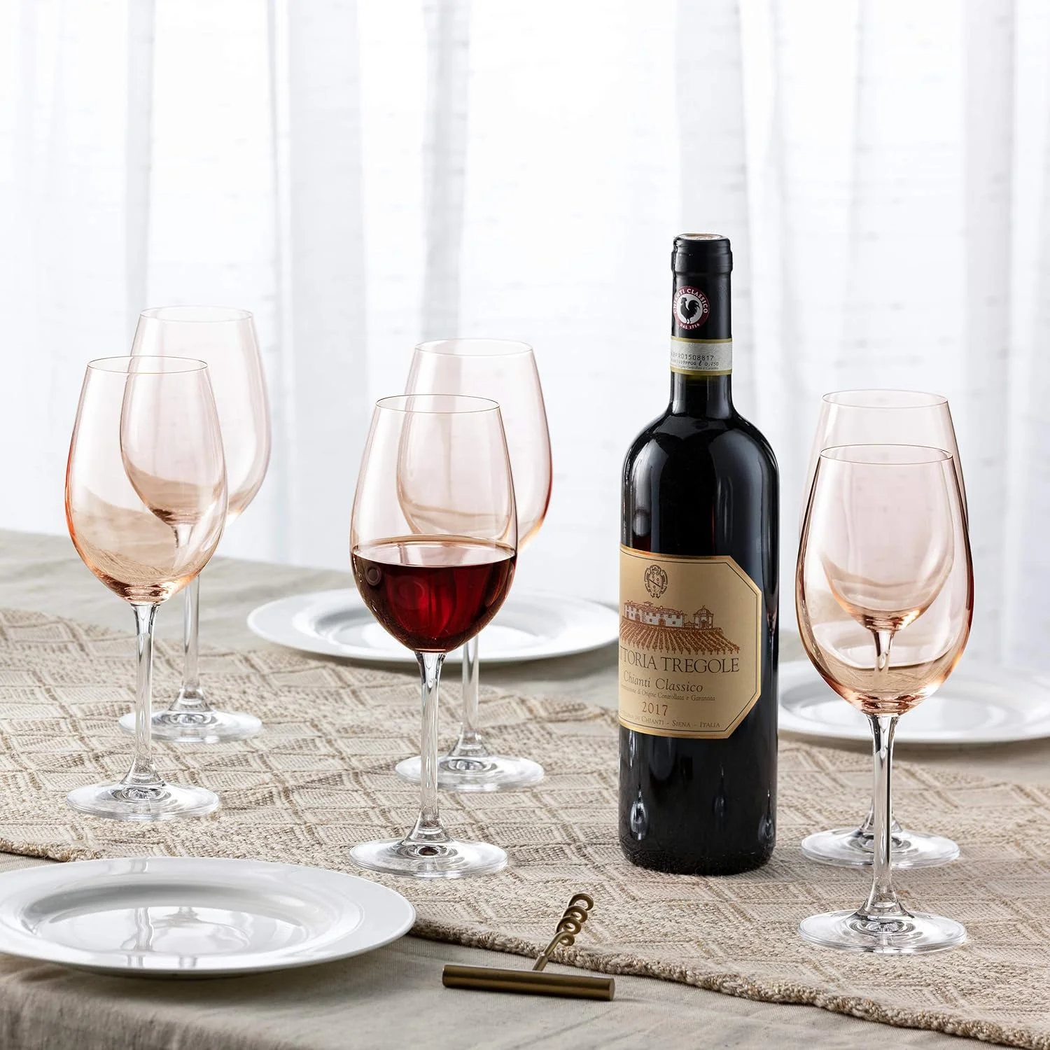 Wine Glasses, Stemmed Wine Glass Goblet Beverage Cups - Meridian Blush, 12Oz - Set Of 4